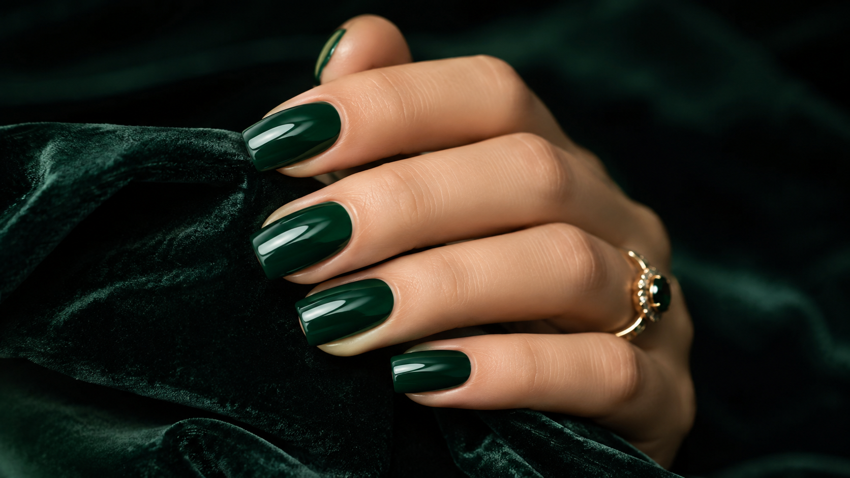 Deep Emerald Green Nails Moody Jewel Tone